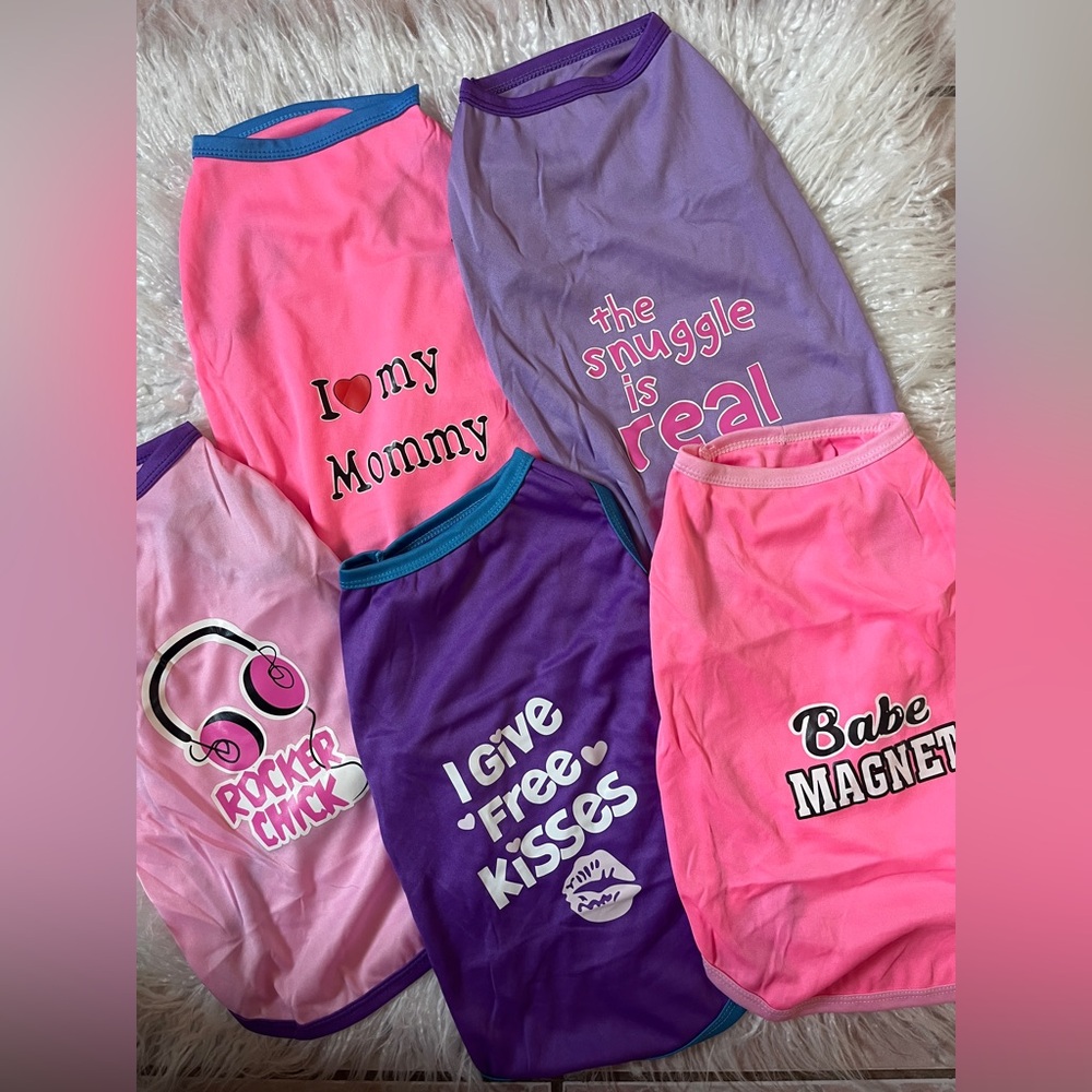 NEW Dog Pink & Purple Graphic Shirts for Small dogs, size large
